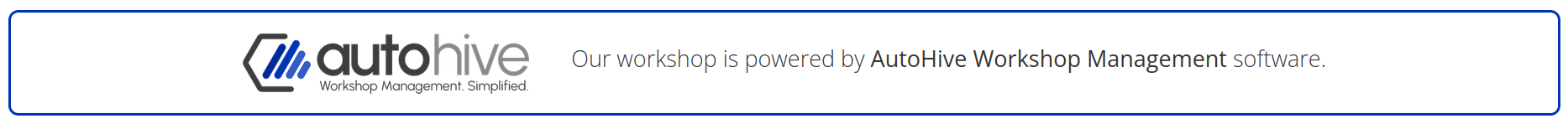 Our workshop is powered by AutoHive Workshop Management software.